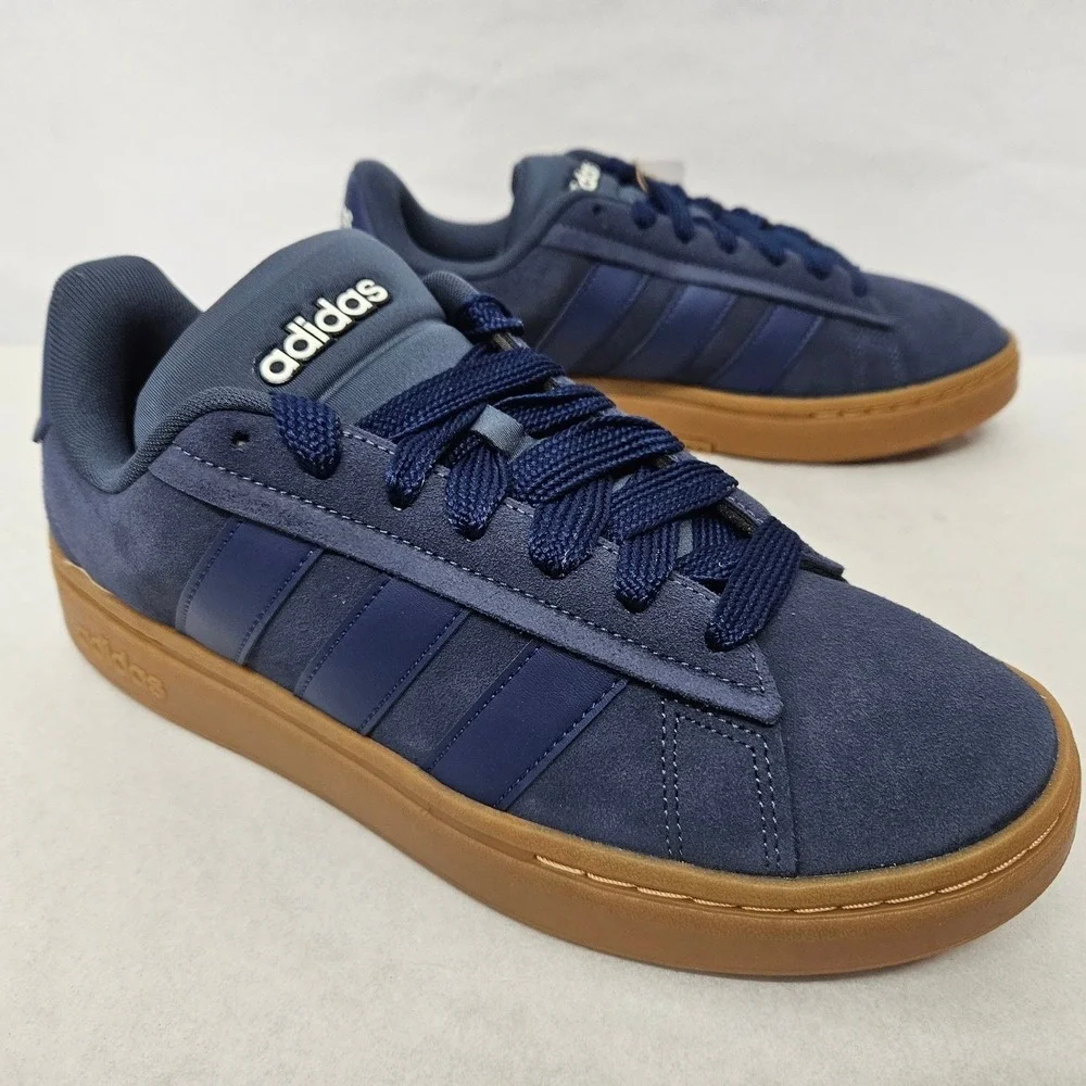 Adidas Grand Court Alpha 00s Sneakers JQ3008 Blue Suede‎ Gum Sole Men Size 9.5 - Picture 3 of 12